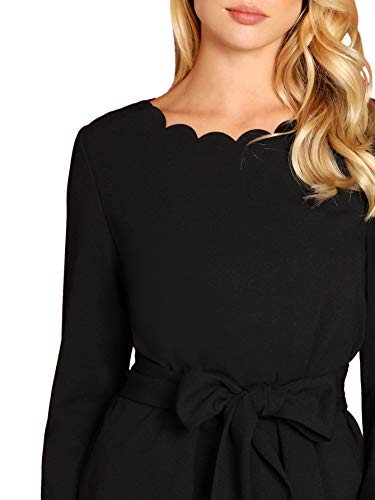 Romwe Women's Bow Self Tie Scalloped Cut Out Elegant Office Work Tunic Blouse Top - Image 5