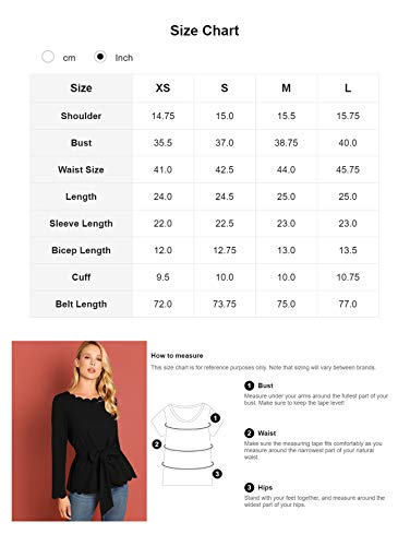 Romwe Women's Bow Self Tie Scalloped Cut Out Elegant Office Work Tunic Blouse Top - Image 7