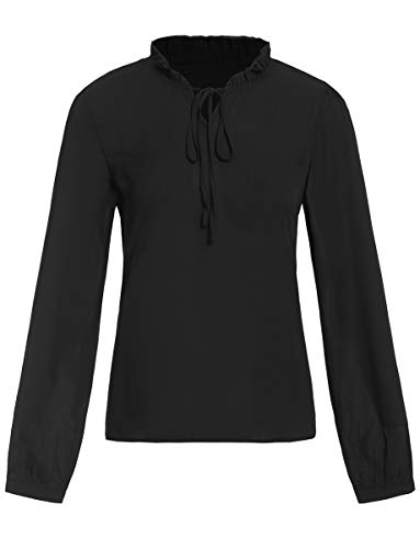 Romwe Women's Solid Print Elegant Bow Tie Neck Long Sleeve Work Office Blouse Top - Image 4