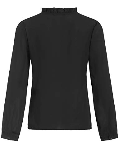 Romwe Women's Solid Print Elegant Bow Tie Neck Long Sleeve Work Office Blouse Top - Image 5