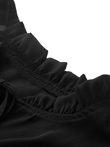 Romwe Women's Solid Print Elegant Bow Tie Neck Long Sleeve Work Office Blouse Top - Image 6