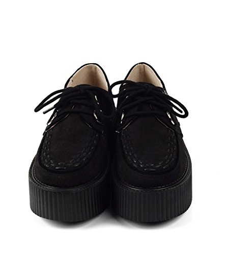 RoseG Women's Handmade Suede Lace Up Flat Platform Creepers Shoe - Image 5