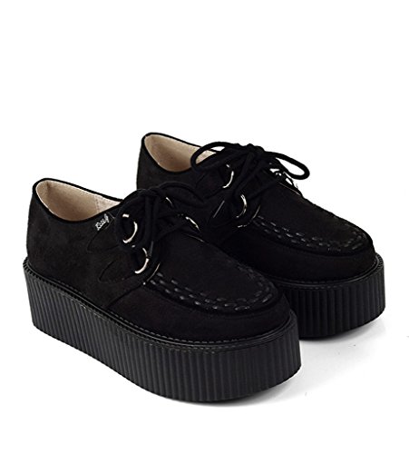 RoseG Women's Handmade Suede Lace Up Flat Platform Creepers Shoe - Image 6