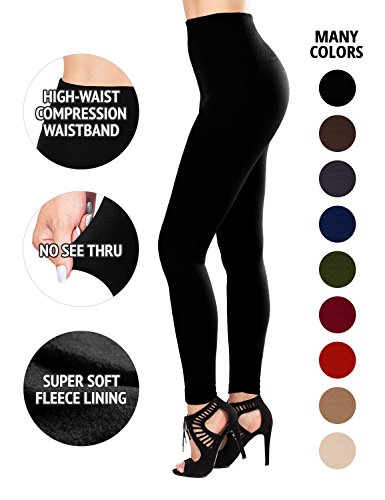 SATINA Fleece Lined Leggings High Waist Compression Slimming Warm Opaque Tights - Image 3