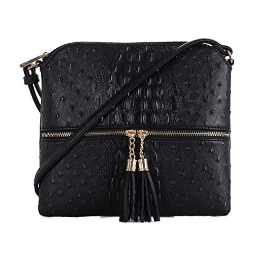 SG SUGU Animal Pattern Lightweight Medium Crossbody Bag Shoulder Bag with Tassel for Women