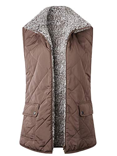 SHIBEVER Women’s Warm Sherpa Fleece Vest Reversible Wear Zip Up Front Sleeveless Cardigan Overwear Coats Jacket with… - Image 5