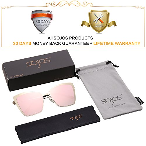 SOJOS Cateye Sunglasses for Women Fashion Mirrored Lens Metal Frame SJ1086 - Image 7