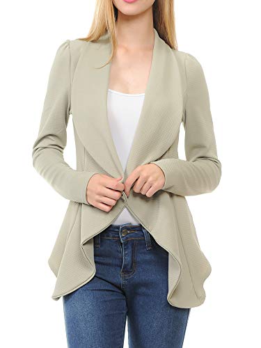 SSOULM Women's Long Sleeve Classic Draped Open Front Lightweight Blazer SAGE XS - Image 6