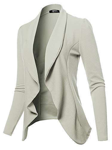 SSOULM Women's Long Sleeve Classic Draped Open Front Lightweight Blazer SAGE XS