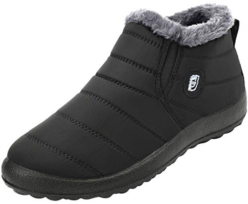 Scurtain Womens and Men Snow Boots Waterproof Ankle Non-slip Winter Fur Booties for Couple