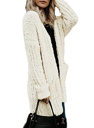 Sidefeel Women Open Front Popcon Fuzzy Knit Cardigan with Pockets - Image 3