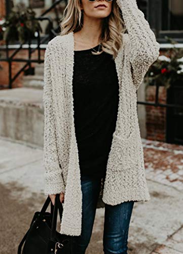 Sidefeel Women Open Front Popcon Fuzzy Knit Cardigan with Pockets - Image 4