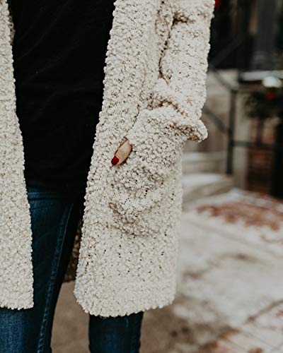 Sidefeel Women Open Front Popcon Fuzzy Knit Cardigan with Pockets - Image 6