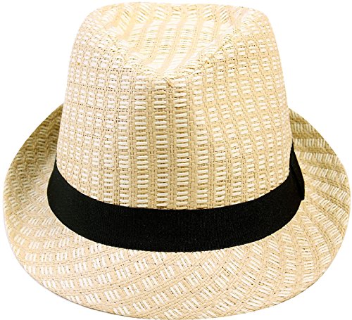 Simplicity Summer Sun Short Brim Straw Fedora Hat - Image 3