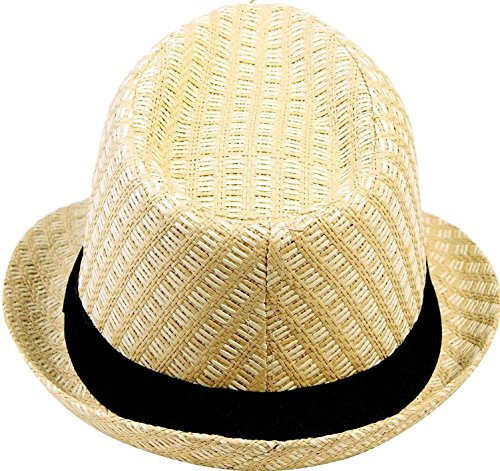 Simplicity Summer Sun Short Brim Straw Fedora Hat - Image 7