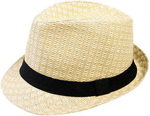 Simplicity Summer Sun Short Brim Straw Fedora Hat