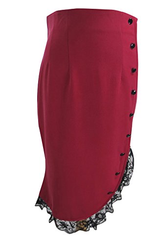 Skelapparel 60's Vintage Lace Trim Office Wiggle Tulip Solid Pencil Skirt - Image 4