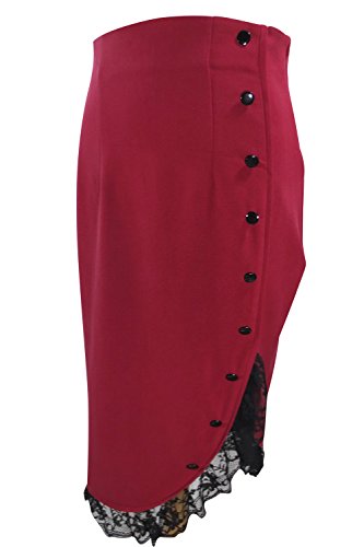 Skelapparel 60's Vintage Lace Trim Office Wiggle Tulip Solid Pencil Skirt