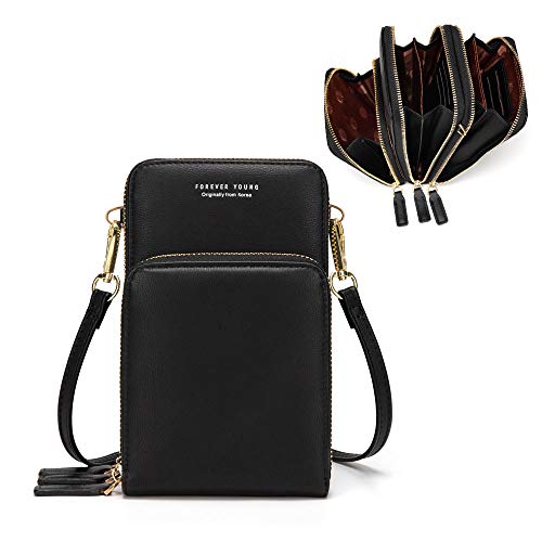 myfriday Small Crossbody Cell Phone Purse for Women, Mini Messenger Shoulder Handbag Wallet with Credit Card Slots