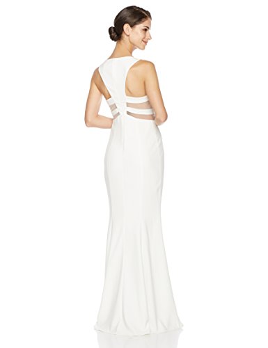 Social Graces Women's V-Neck Sleeveless Mesh Waist Cutout Stretch Crepe Mermaid Skirt Maxi Dress Gown - Image 3