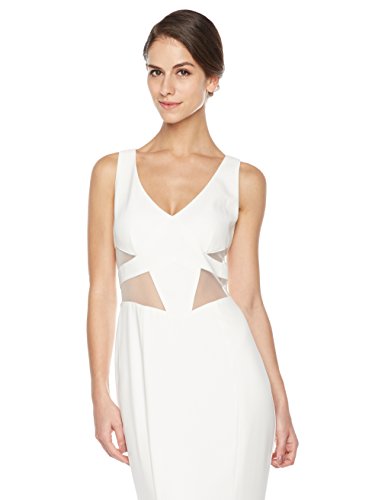 Social Graces Women's V-Neck Sleeveless Mesh Waist Cutout Stretch Crepe Mermaid Skirt Maxi Dress Gown - Image 4