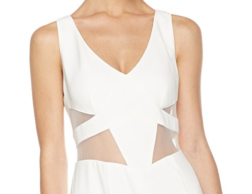 Social Graces Women's V-Neck Sleeveless Mesh Waist Cutout Stretch Crepe Mermaid Skirt Maxi Dress Gown - Image 5