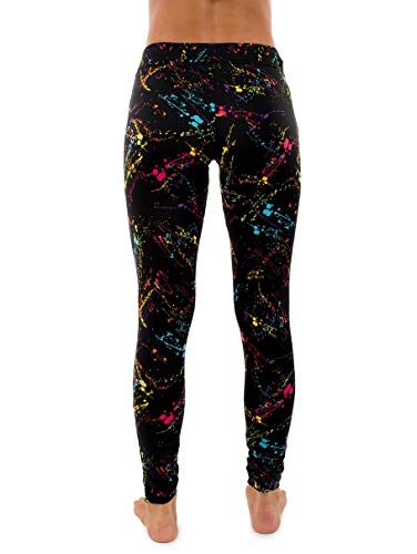 Splatter Neon Leggings - Neon Retro Rainbow Tights for Women - Image 4