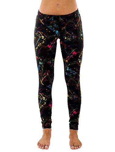 Splatter Neon Leggings - Neon Retro Rainbow Tights for Women