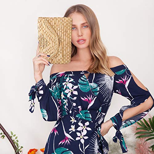 Straw Clutch Purse, JOSEKO Women Straw Envelope Bag Wallet Summer Beach Handbag Beach Clutch Purse - Image 3