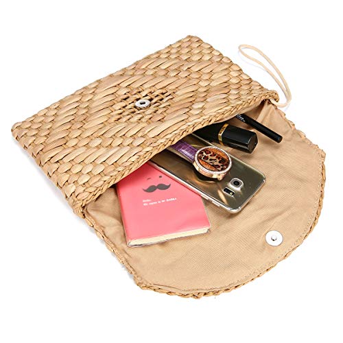 Straw Clutch Purse, JOSEKO Women Straw Envelope Bag Wallet Summer Beach Handbag Beach Clutch Purse - Image 5