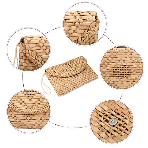 Straw Clutch Purse, JOSEKO Women Straw Envelope Bag Wallet Summer Beach Handbag Beach Clutch Purse - Image 6