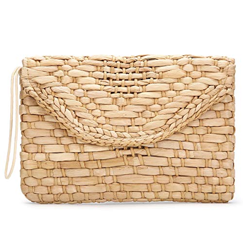Straw Clutch Purse, JOSEKO Women Straw Envelope Bag Wallet Summer Beach Handbag Beach Clutch Purse