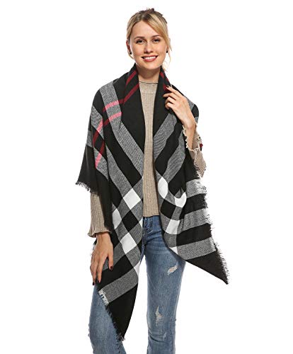 Stylish Oversized Women Plaid Blanket Warm Scarf for Fall Winter - Image 3