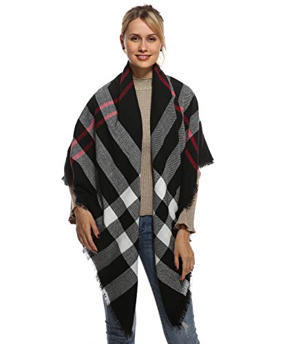 Stylish Oversized Women Plaid Blanket Warm Scarf for Fall Winter - Image 4