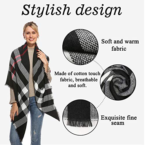Stylish Oversized Women Plaid Blanket Warm Scarf for Fall Winter - Image 6