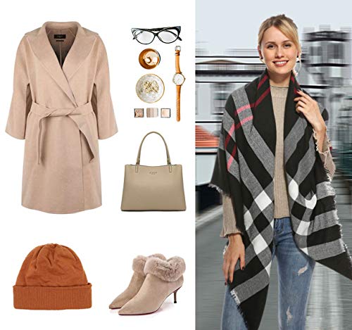 Stylish Oversized Women Plaid Blanket Warm Scarf for Fall Winter - Image 7