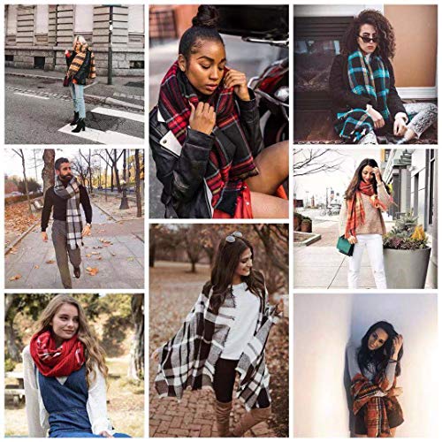 Stylish Oversized Women Plaid Blanket Warm Scarf for Fall Winter - Image 8