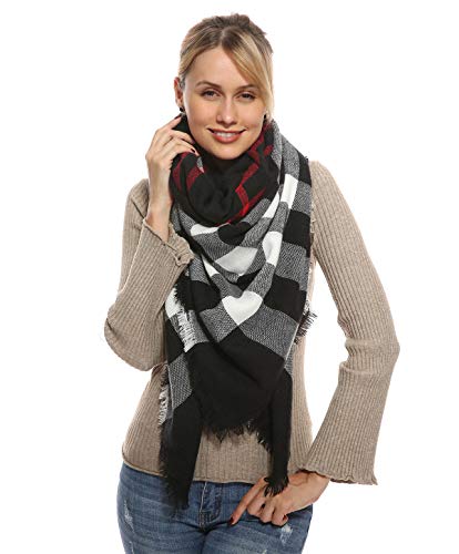 Stylish Oversized Women Plaid Blanket Warm Scarf for Fall Winter