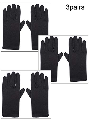 Sumind 3 Pairs Wrist Length Gloves Women Short Satin Gloves Opera Short Gloves for 1920s Wedding Party - Image 6
