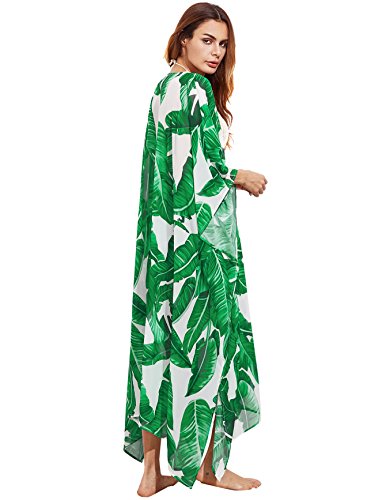 SweatyRocks Women's Flowy Kimono Cardigan Open Front Maxi Dress Loose Beach Coverups Swimsuit Cover Up for Bathing Suit - Image 3