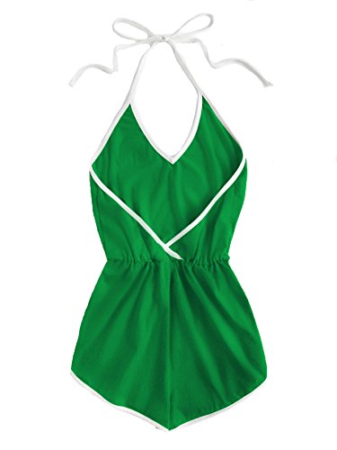SweatyRocks Women's Halter Sleeveless Short Jumpsuit Rompers Backless Playsuit - Image 3