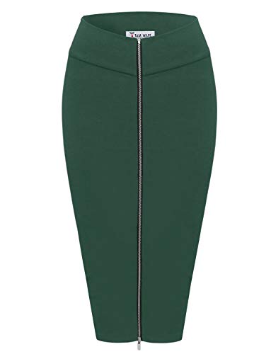 TAM WARE Womens Stylish Exposed Front Zip Stretchy Pencil Skirt