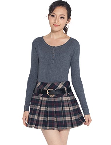 Tanming Women's A-Line Plaid Tartan Skirt Side Zipper (X-Small, Green) - Image 4