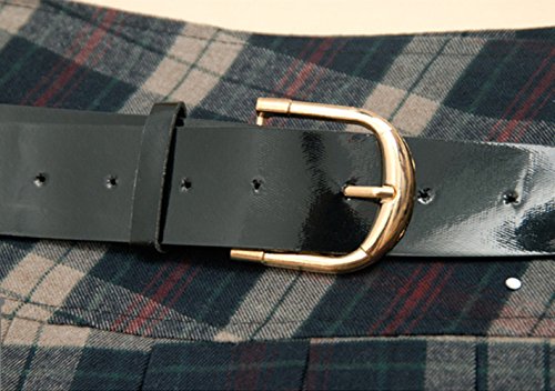 Tanming Women's A-Line Plaid Tartan Skirt Side Zipper (X-Small, Green) - Image 5