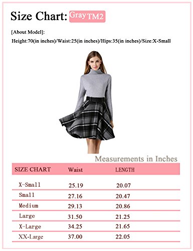 Tanming Women's Casual High Waisted Wool Check Print Plaid Tartan A-Line Skirt - Image 5