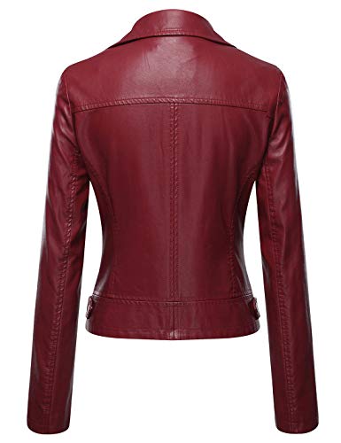 Tanming Women's Casual Moto Bomber Short PU Faux Leather Jacket Coat Outwear - Image 3