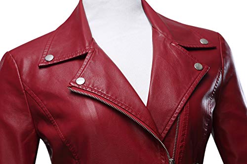 Tanming Women's Casual Moto Bomber Short PU Faux Leather Jacket Coat Outwear - Image 4