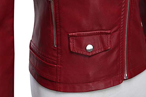 Tanming Women's Casual Moto Bomber Short PU Faux Leather Jacket Coat Outwear - Image 7