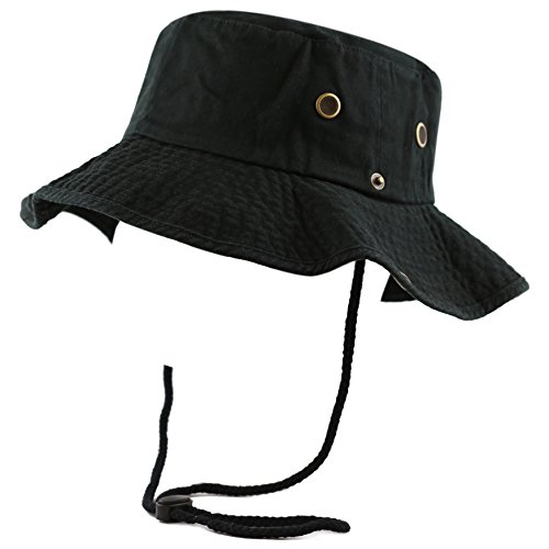 The Hat Depot Cotton Stone-Washed Safari Wide Brim Foldable Double-Sided Sun Boonie Bucket Hat - Image 3