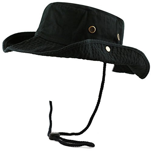 The Hat Depot Cotton Stone-Washed Safari Wide Brim Foldable Double-Sided Sun Boonie Bucket Hat - Image 4